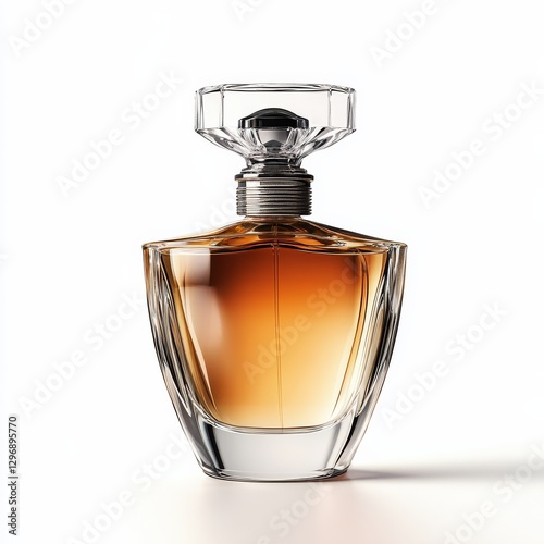 Elegant Amber: A Sophisticated Perfume Bottle for the Discerning Individual, Displayed on Clean White Background 