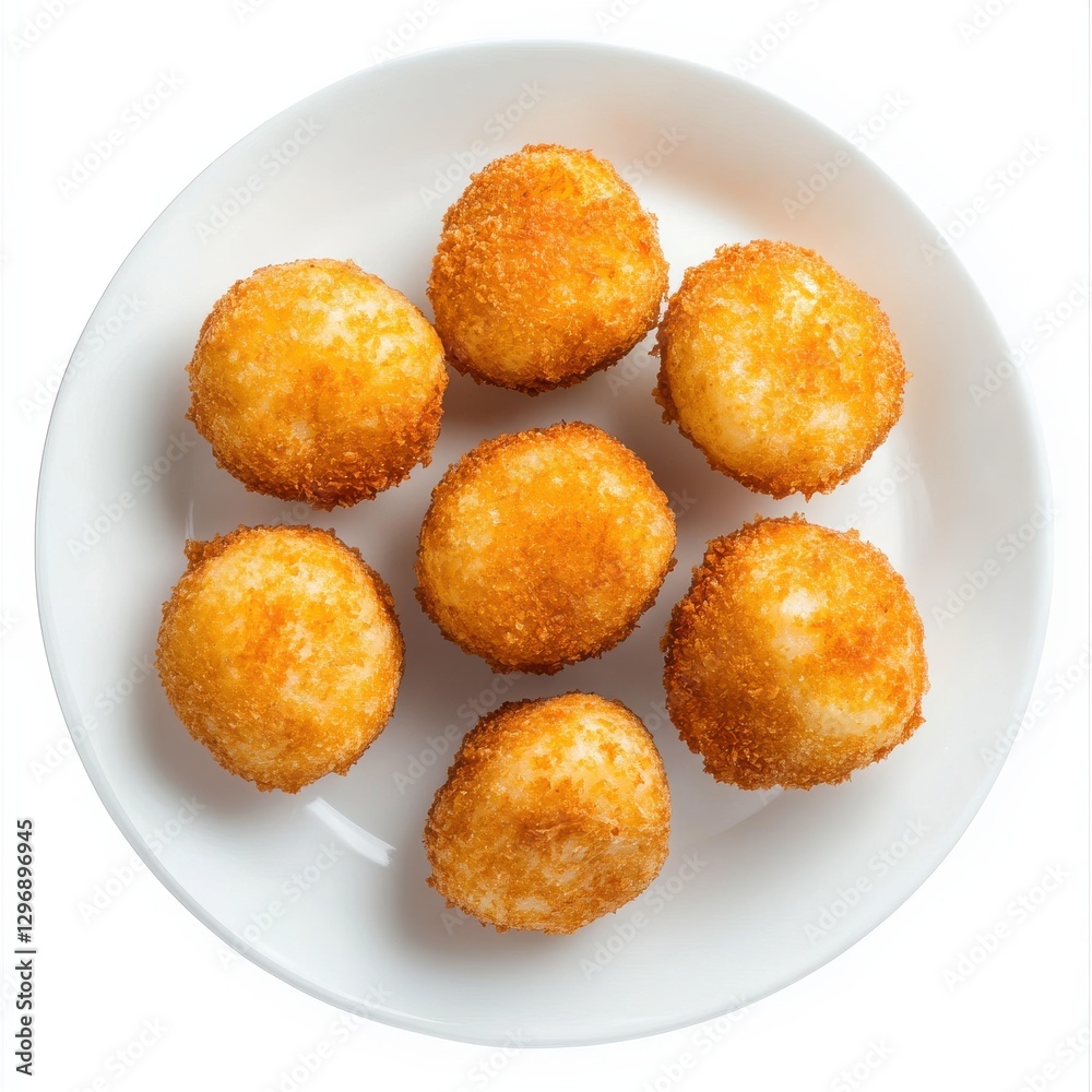 Crispy Potato Croquettes on white plate in high resolution Crispy Potato Croquettes on white plate in high resolution