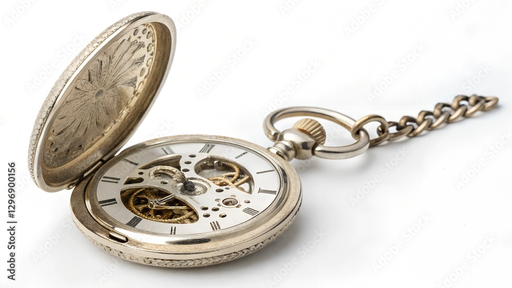 Open Antique Pocket Watch with Visible Mechanism Open Antique Pocket Watch with Visible Mechanism