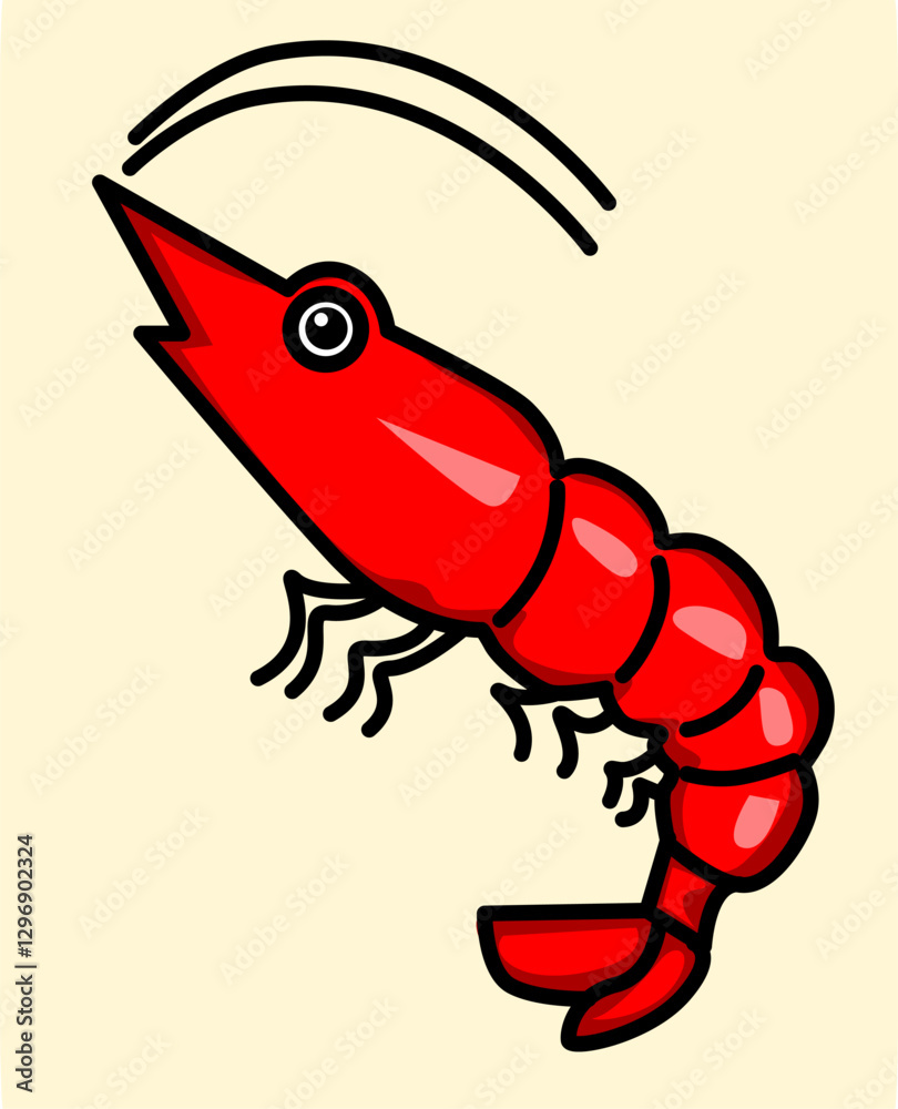 Ilustración de una gamba roja