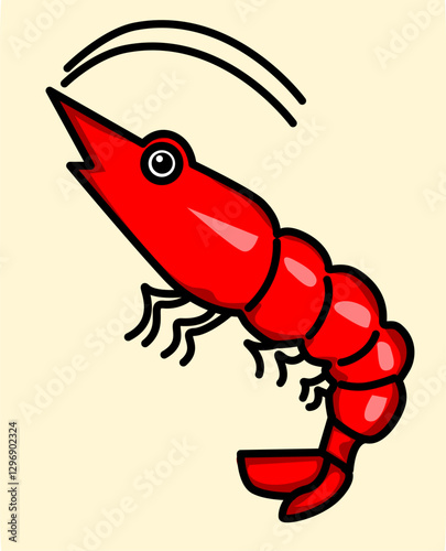 Ilustración de una gamba roja