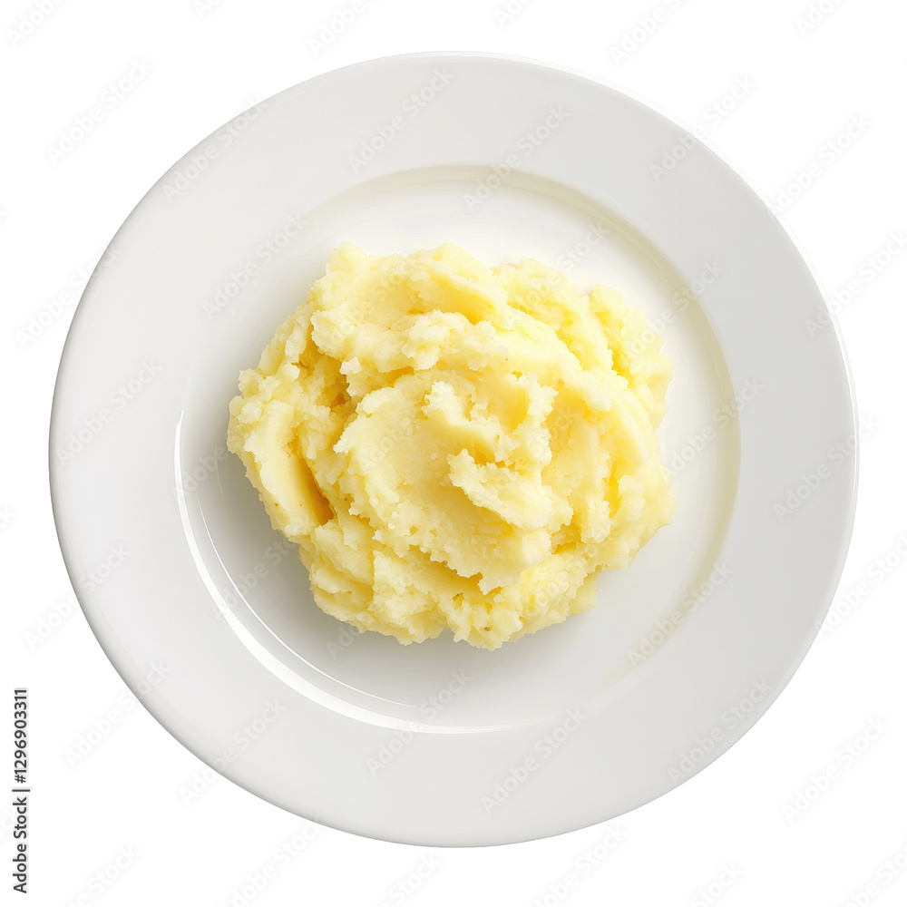 Freshly Made Mashed Potato on Clean White Plate Freshly Made Mashed Potato on Clean White Plate