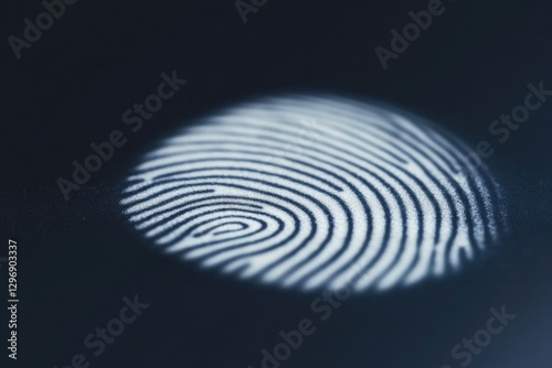 Circular fingerprint pattern illuminated against dark background