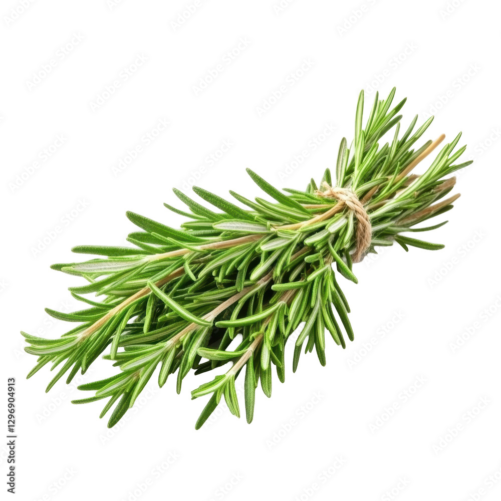 Fresh Bunch of Rosemary Sprigs Tied with Twine on White Background Fresh Bunch of Rosemary Sprigs Tied with Twine on White Background