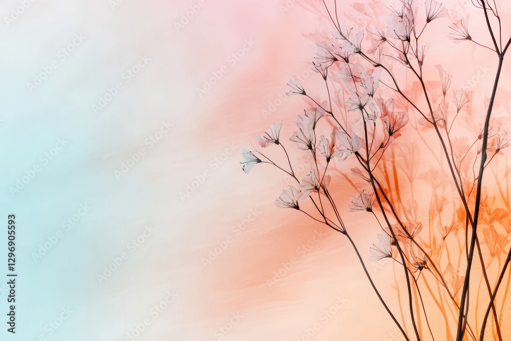 Obraz premium A warm ethereal glow merging seamlessly into a smooth pastel backdrop, evoking tranquility