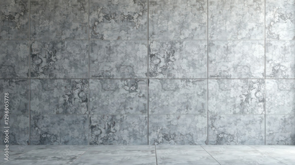Clean Minimalist Room Featuring a Grey Textured Tile Wall and Floor for Design Inspiration Clean Minimalist Room Featuring a Grey Textured Tile Wall and Floor for Design Inspiration