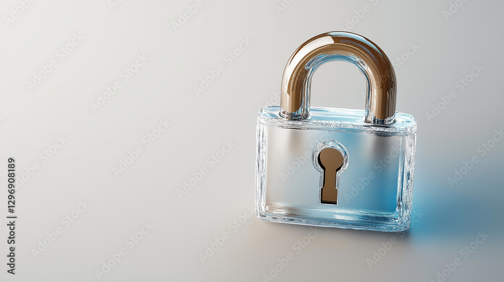 Glass padlock symbolizing security and data protection