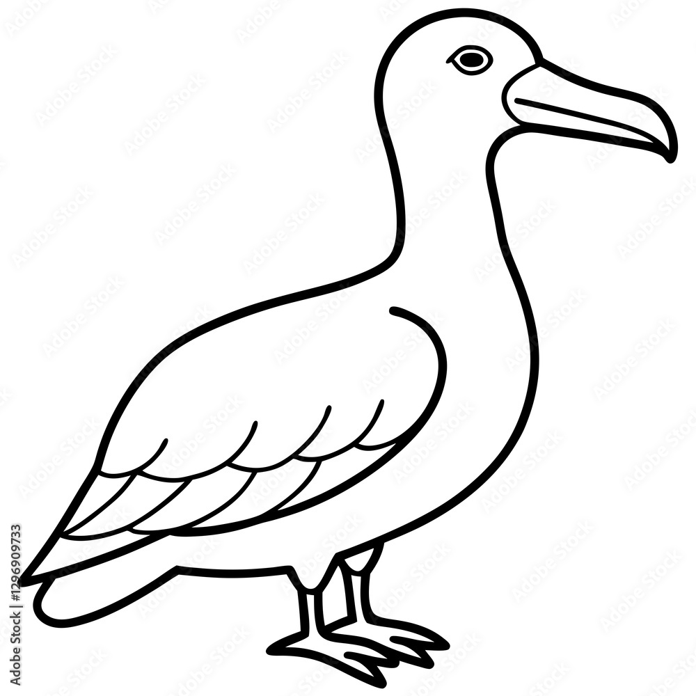 Albatross Silhouette in One-Line Vector Art Albatross Silhouette in One-Line Vector Art