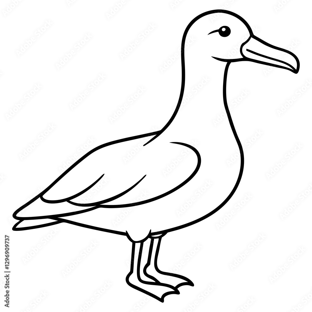Albatross Silhouette in One-Line Vector Art Albatross Silhouette in One-Line Vector Art