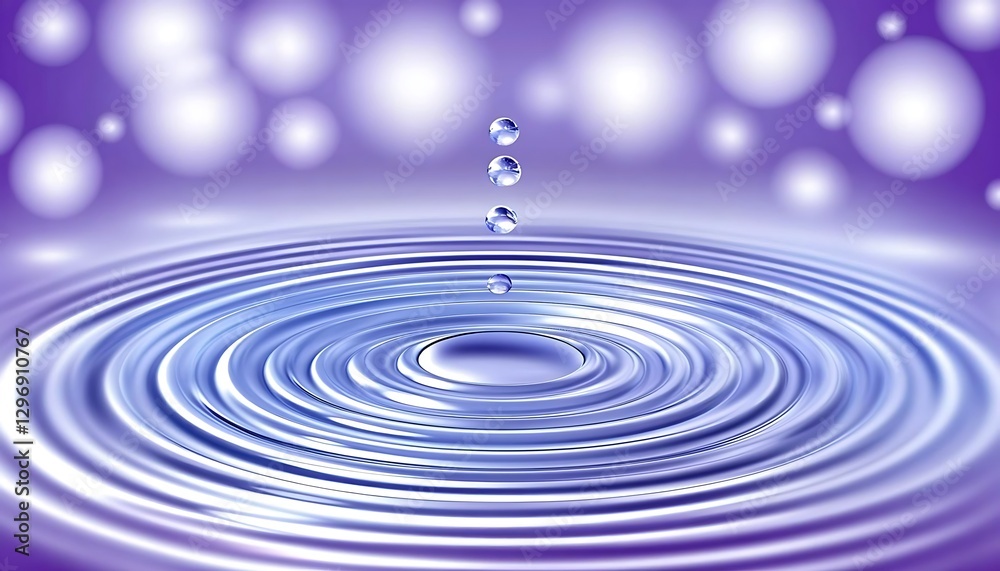 Clear water droplets create concentric ripples upon gentle impact slowly Clear water droplets create concentric ripples upon gentle impact slowly