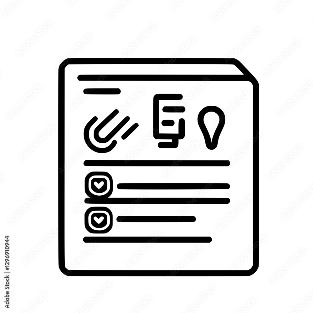 Business Strategy Document Icon with Checklist and Light Bulb Symbolizing Planning Business Strategy Document Icon with Checklist and Light Bulb Symbolizing Planning