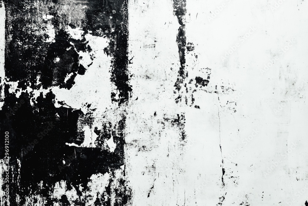 Fototapeta premium abstract grunge black and white distressed wall texture with rough, weathered, and scratched surface