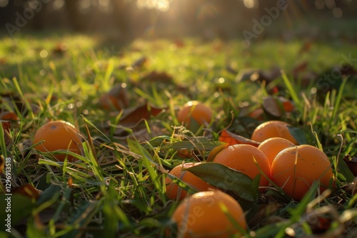 Wallpaper Mural Fallen Oranges Among Grass Reflecting Nature's Harvest and Growth Torontodigital.ca