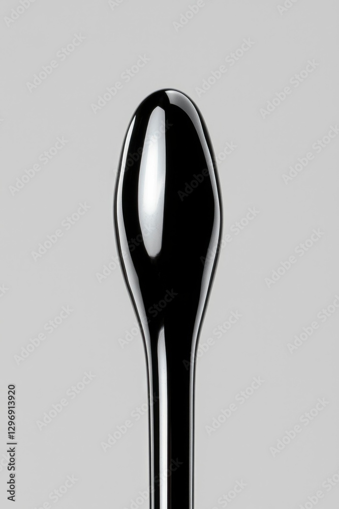 Shiny black object on a gray surface for use in beauty or cosmetic concepts