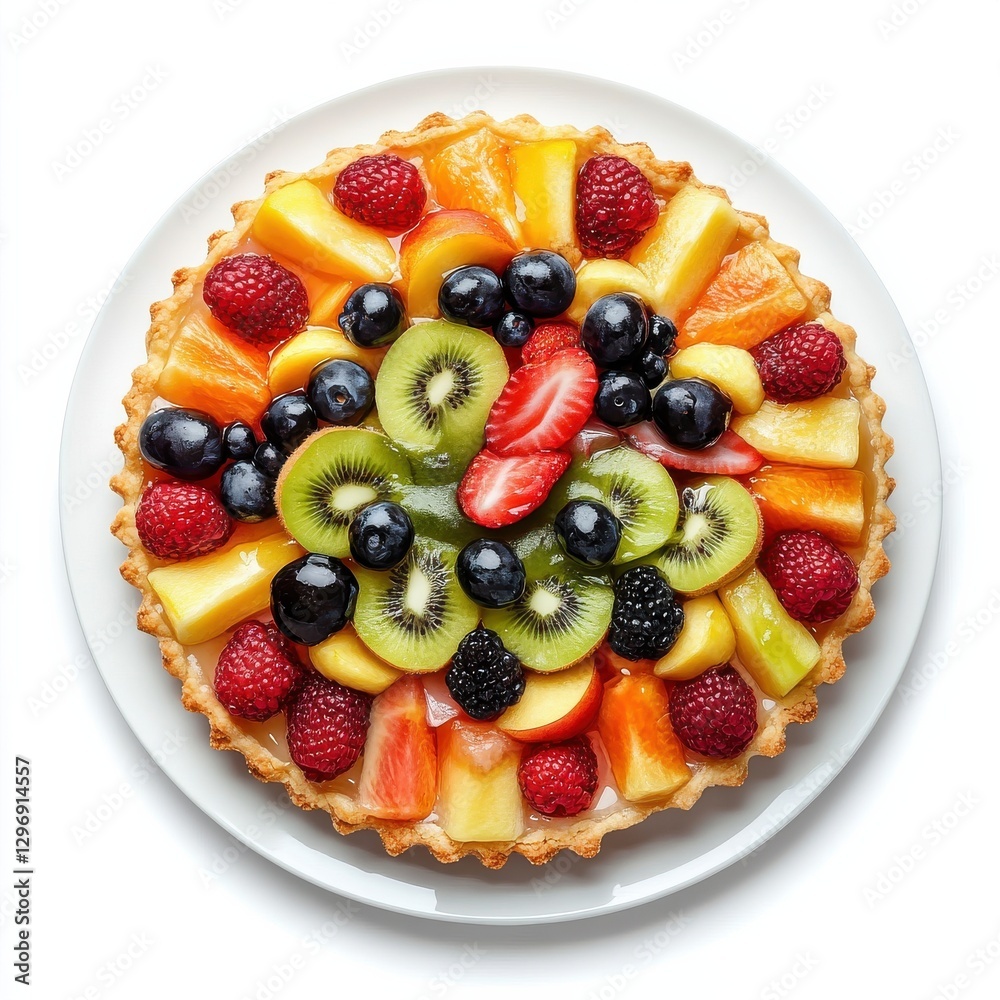 Vibrant 4K topdown view of Crostata di Frutta on plate Vibrant 4K topdown view of Crostata di Frutta on plate