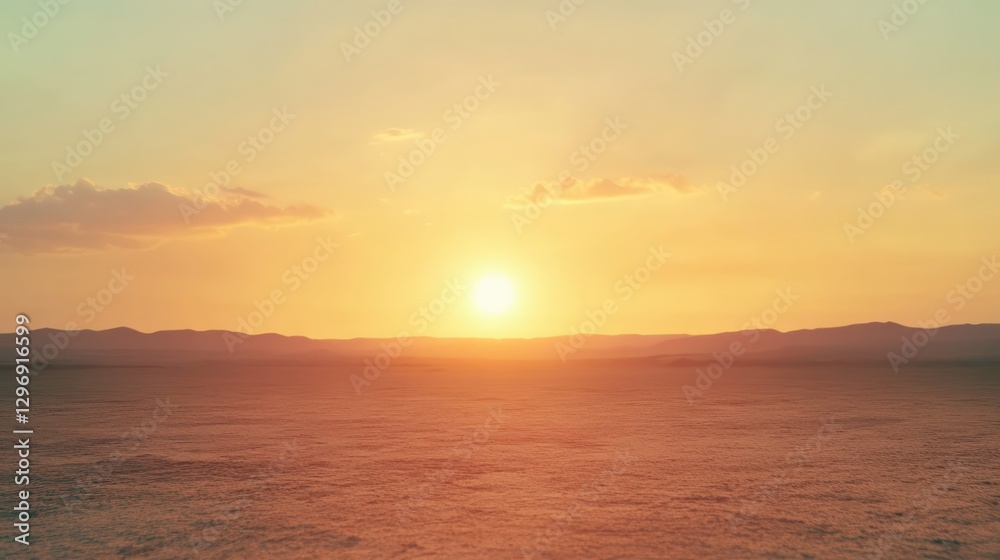 A beautiful golden sunset shining over a serene landscape scenery A beautiful golden sunset shining over a serene landscape scenery