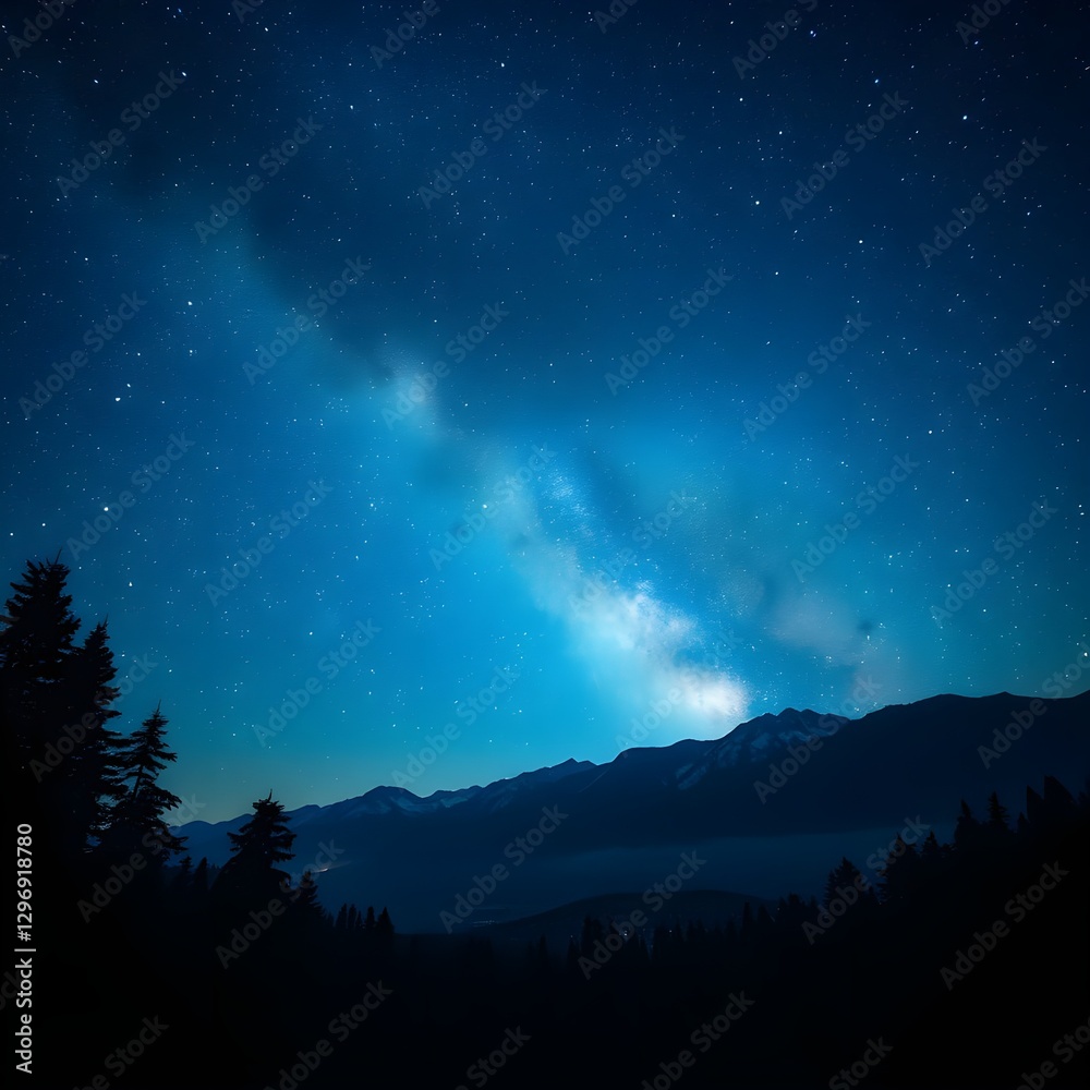 Naklejka premium Starry Night Sky and Milky Way