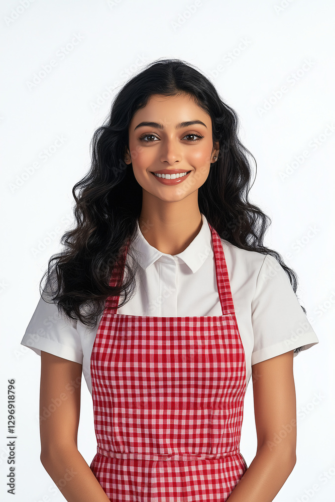 Smiling Baker: A cheerful baker stands tall, adorned in a checked apron and crisp white shirt, embodying culinary passion and radiating warmth with a genuine smile, ready to create delicious treats. Smiling Baker: A cheerful baker stands tall, adorned in a checked apron and crisp white shirt, embodying culinary passion and radiating warmth with a genuine smile, ready to create delicious treats.