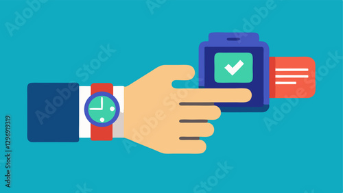 Smart Wearables A hand wearing a smart watch with the watch displaying a payment confirmation illustrating the use of wearable technology to make transactions.