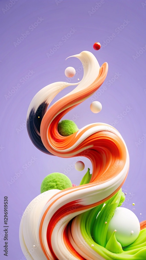 Fototapeta premium Dynamic Abstract Swirling Colorful Fluid Art