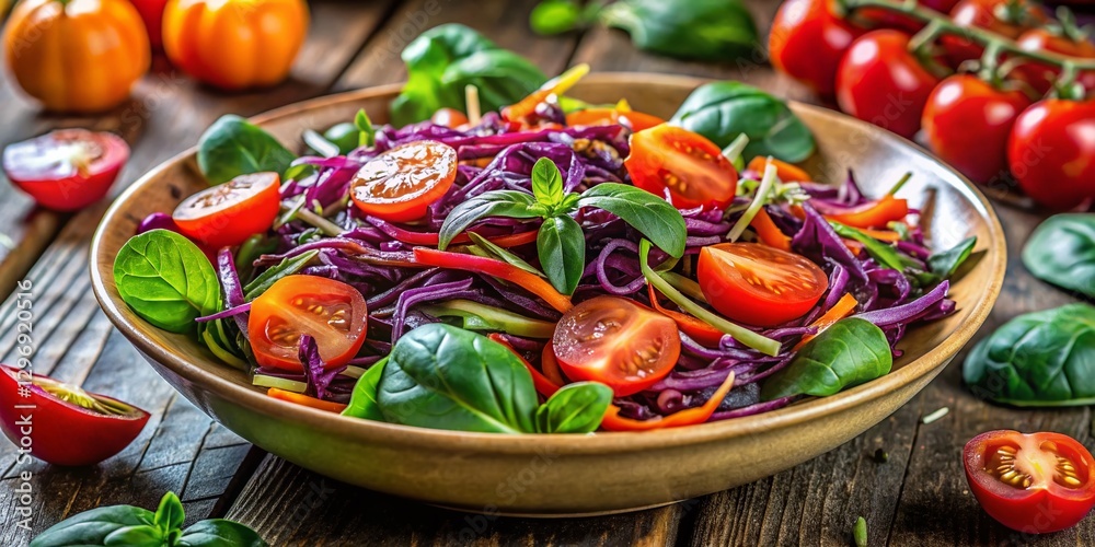 Vibrant Salad: Tomatoes, Spinach, Red Cabbage & Carrot Vibrant Salad: Tomatoes, Spinach, Red Cabbage & Carrot