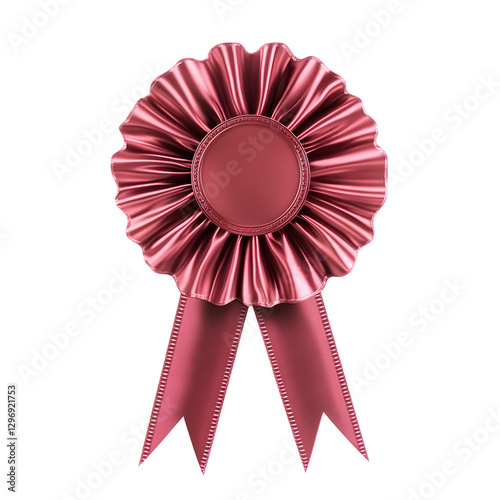 Elegant Red Award Ribbon with Decorative Rosette for Competitions, Achievements, and Celebrations