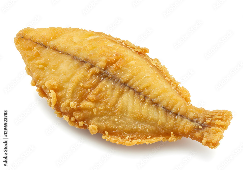 Crispy fried fish isolated on white background