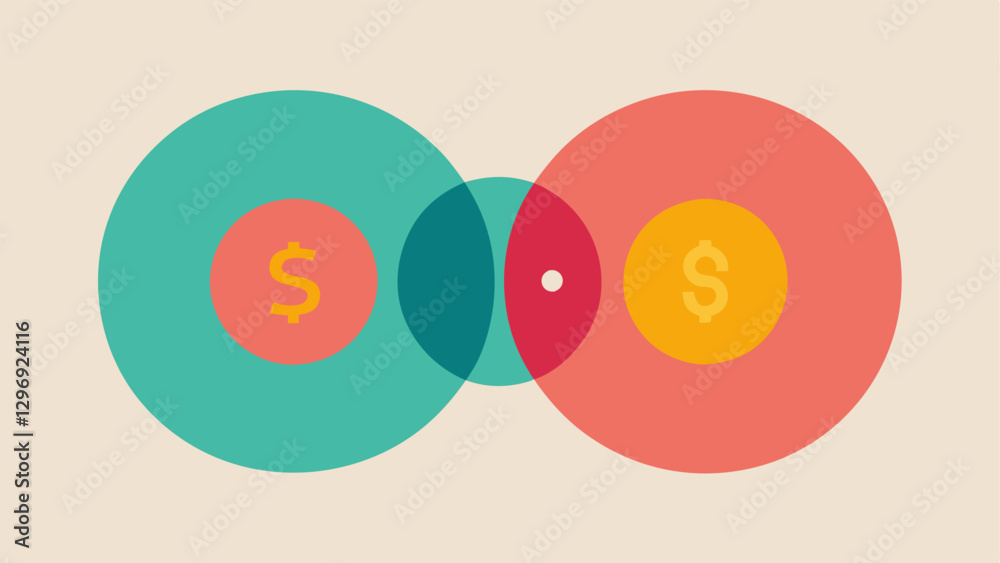 Shared Spending Goals A graphic showing two circles representing each partners spending limits overlaying in the center showing their shared spending for a date night budget. Shared Spending Goals A graphic showing two circles representing each partners spending limits overlaying in the center showing their shared spending for a date night budget.