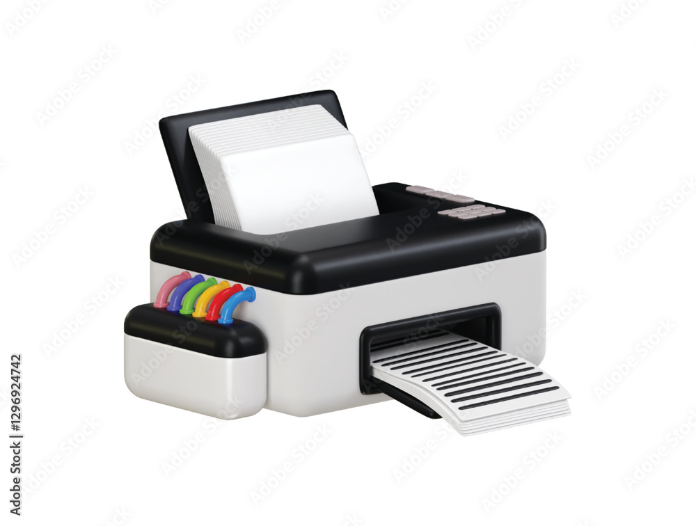 Laser printer machine icon 3d render concept of printing device for document printing icon vector illustration Laser printer machine icon 3d render concept of printing device for document printing icon vector illustration