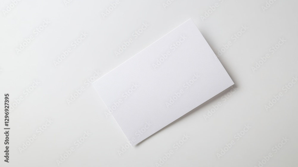 Blank white card on a flat surface, symbolizing simplicity and clarity in design.

