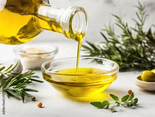 Assorted Cooking Oils and Ingredients with Barware in Kitchen