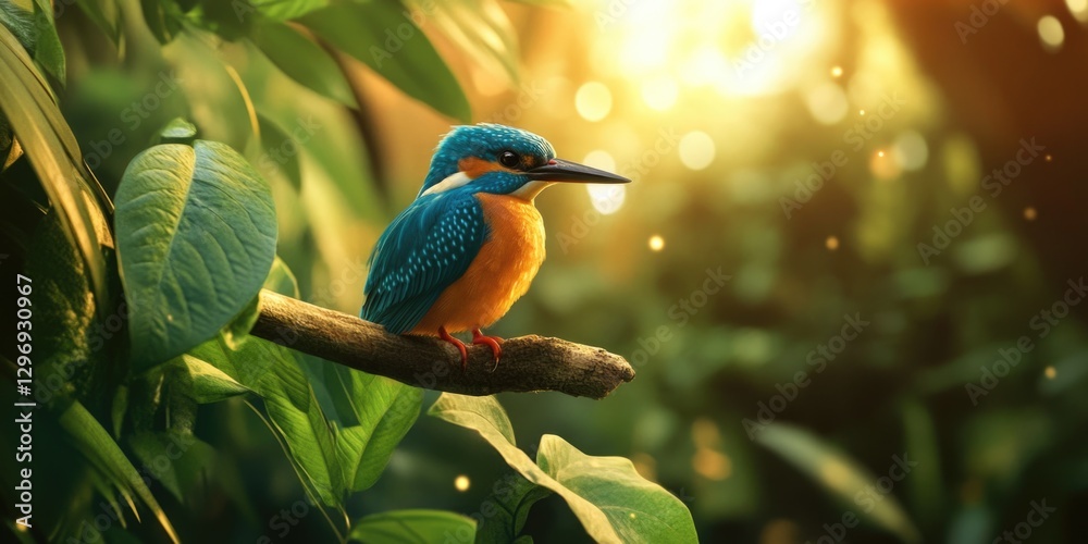 Fototapeta premium Bird on Forest Branch