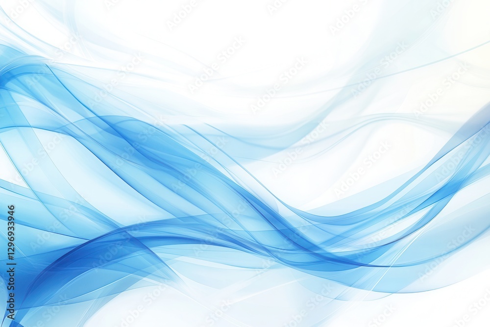 Abstract Blue Waves On White Background Ethereal And Serene Digital Artwork. A Soft And Flowing Abstract Blue Waves On White Background Ethereal And Serene Digital Artwork. A Soft And Flowing