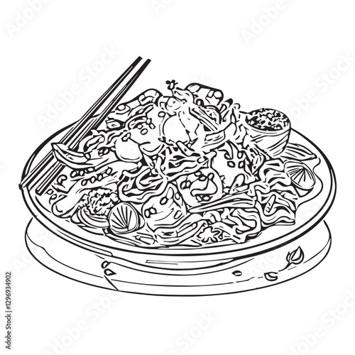 food, chinese, asian, background, restaurant, cooking, meal, design, cuisine, delicious, gourmet, dinner, dish, asia, plate, tasty, noodle, yellow, lunch, thai, traditional, vegetable, vector, table, 