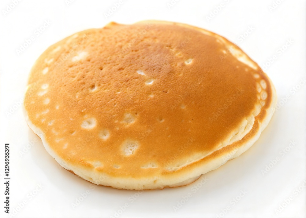 Perfectly golden pancake, ready to be enjoyed on white background Perfectly golden pancake, ready to be enjoyed on white background