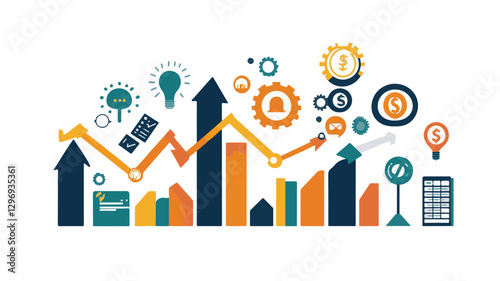 Visualizing Financial Growth and Profitability in the Corporate Landscape and Chart graph investment finance business currency datum economy stock growth diagram market Art & Illustration