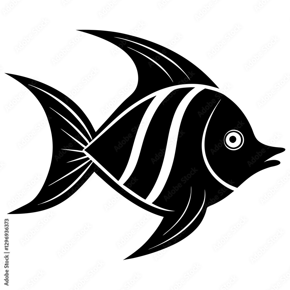 Obraz premium angle fish silhouette vector icon white background