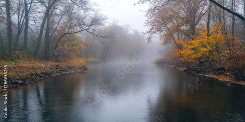 Wallpaper Mural River in Foggy Forest Torontodigital.ca