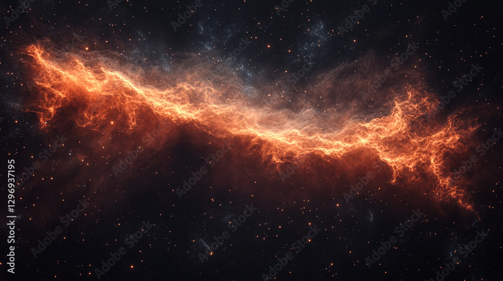 Obraz premium A swirling cosmic nebula of vibrant colors, representing the infinite energy and mystery of the universe, captured in an abstract 3D render. Symbolizes creation, evolution, and cosmic wonder