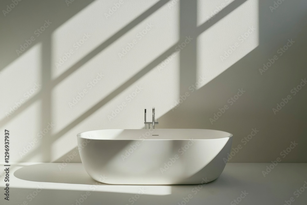 Fototapeta premium Bathtub in room with shadows. Home improvement/decoration stock