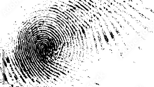 Abstract fingerprint design with a grunge texture, Vector white and black fingerprint texture. Black fingerprint on white Transparent background.	