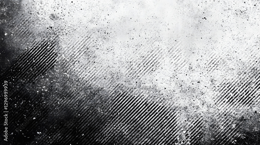 Fototapeta premium Grunge noise gradient texture. Dirty grain background. Dotted halftone overlay. Sand dusty distressed wallpaper. Grungy grit pattern. Black-white random dot texture for poster, banner, web