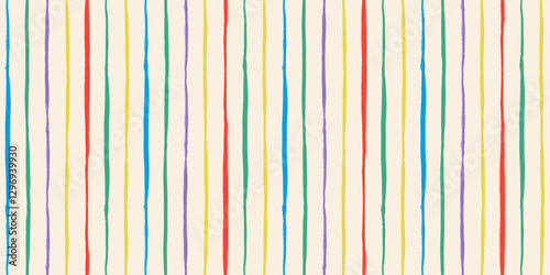 Stripped seamless vector pattern. Hand drawn line paint brush background