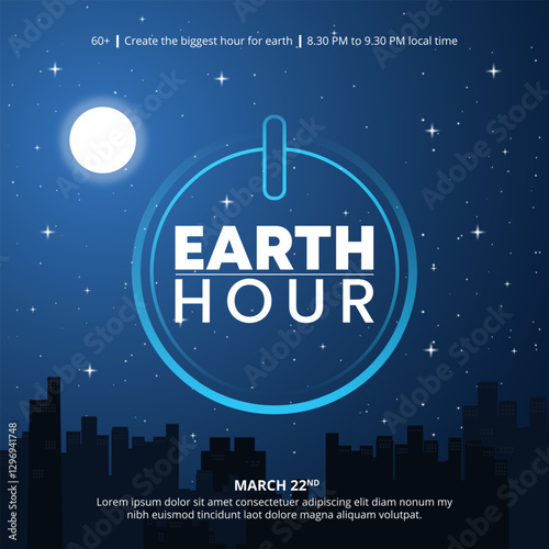 Earth Hour design with shut down electricity town