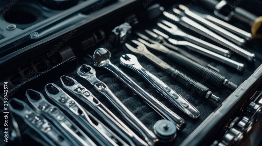 Close-up of air conditioner unit with tools neatly arranged Close-up of air conditioner unit with tools neatly arranged