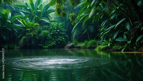 Serene rainforest scene tropical jungle nature photography lush greenery close-up tranquil environment