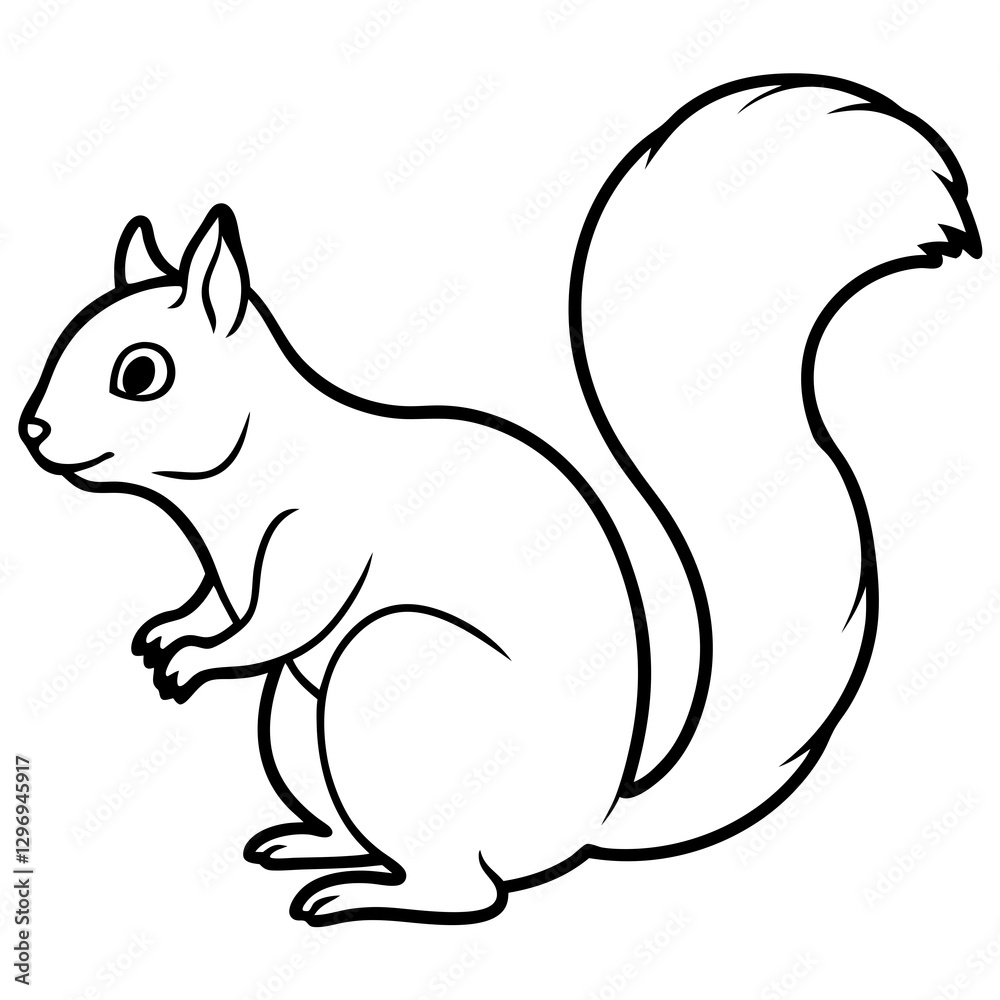 Elegant Squirrel Line Drawing Vector Elegant Squirrel Line Drawing Vector