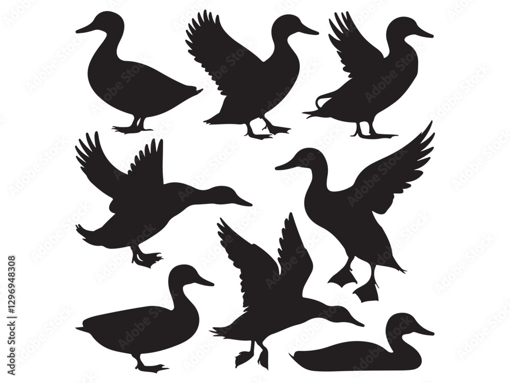 Obraz premium vector silhouettes of ducks