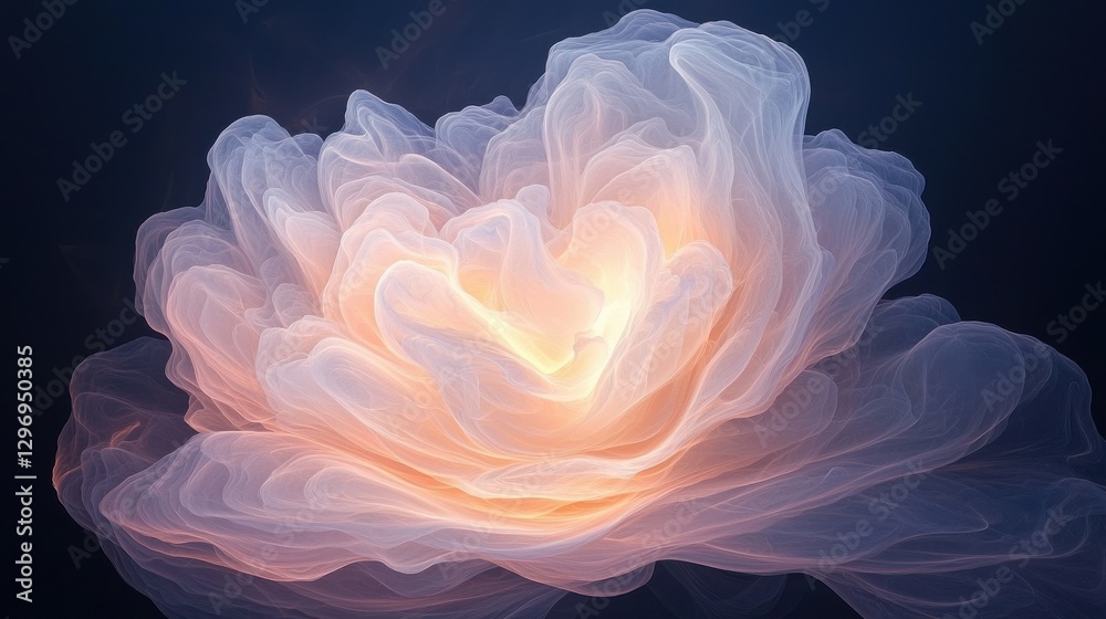 Fototapeta premium Illuminated flower bloom abstract art digital creation serenity close-up beauty