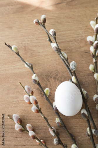Fresh farm eggs in carton box on wooden table. Eggs in egg boxes